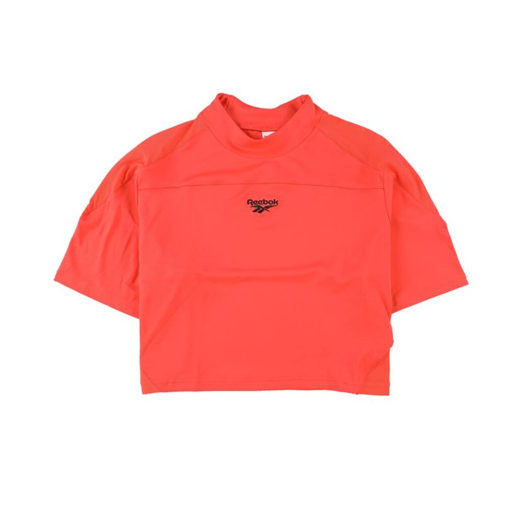 Reebok Neon Coral Short Sleeve Crop athletic Top nwt